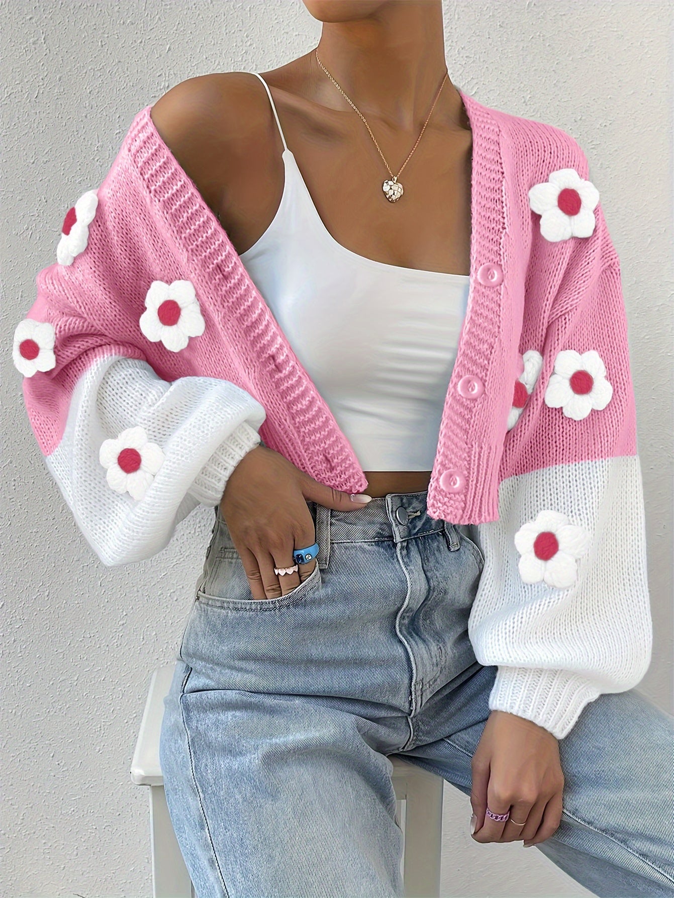 Maeve & Co™ - Floral Knit Button Cardigan