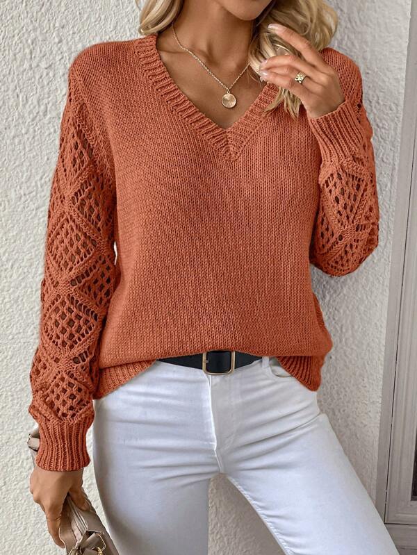 STACEY | SCANDINAVIAN HOLLOW KNIT SWEATER