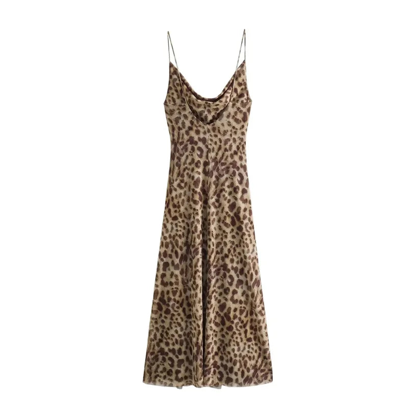 Maeve & Co™ - Leopard Print Backless Midi Dress