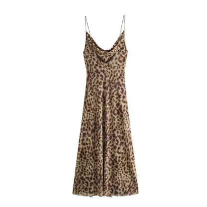 Maeve & Co™ - Leopard Print Backless Midi Dress